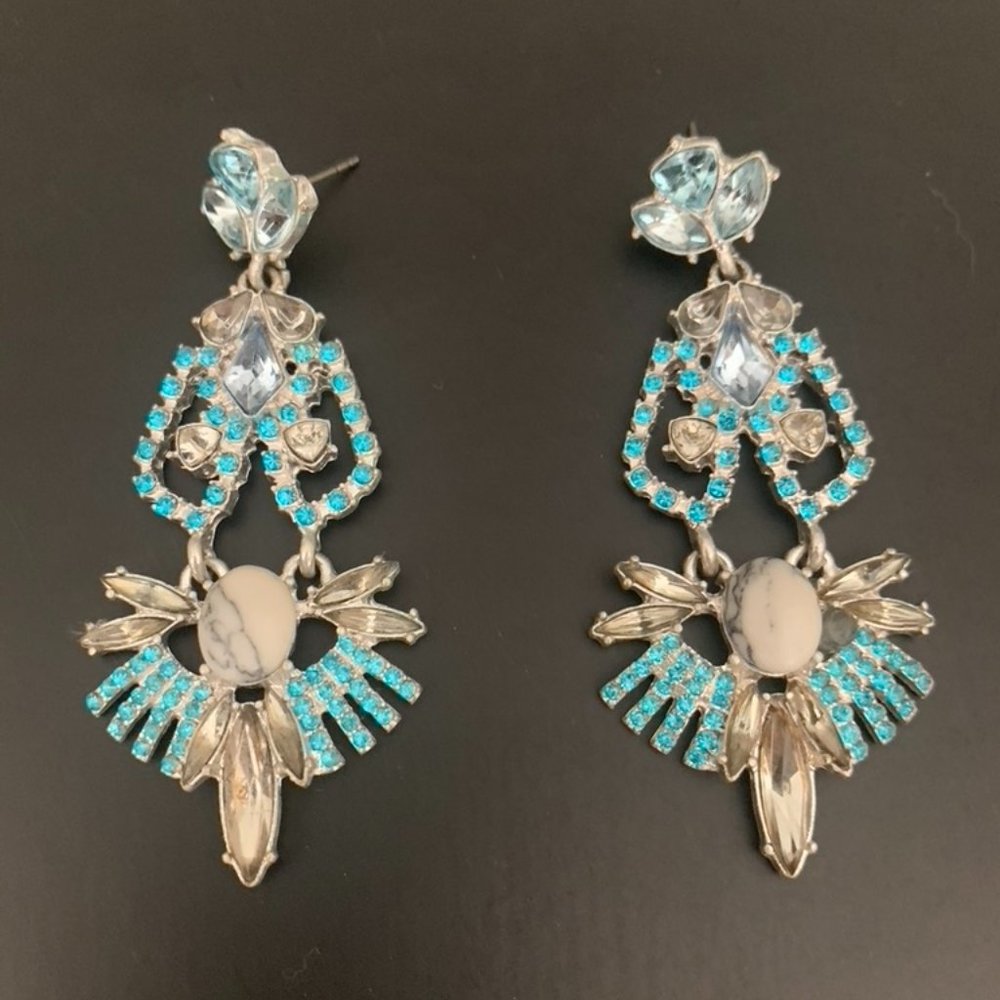 Blue and silver statement earrings